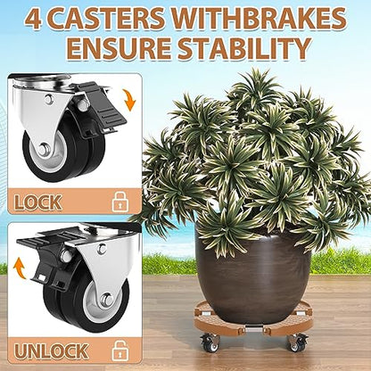 VANCASTLE Plant Caddy with Lockable Wheels 15-22'' Adjustable Plant Stand - color: Adobe, size: 2