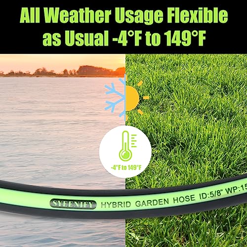 Kink Free Garden Hose 25ft 5/8", Heavy Duty Hybrid Water Hose, Ultra Durable Flexible Rubber Hose with Sprayer Nozzle,Leakproof Yard Outdoor Hose with Brass Solid Connector - size: 25FT