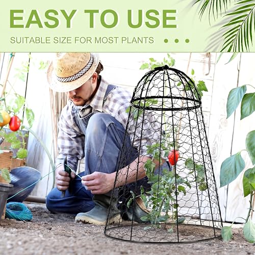 Sadnyy 12 Pack Garden Chicken Wire Cloche, 13" W X 15.7" H Plant Protectors and Covers, Wire Garden Cloches from Animals Metal Cage Plant Protection Strong and Not Easy to Deform - size: 13" D X 15.7" H, style: Detachable Style