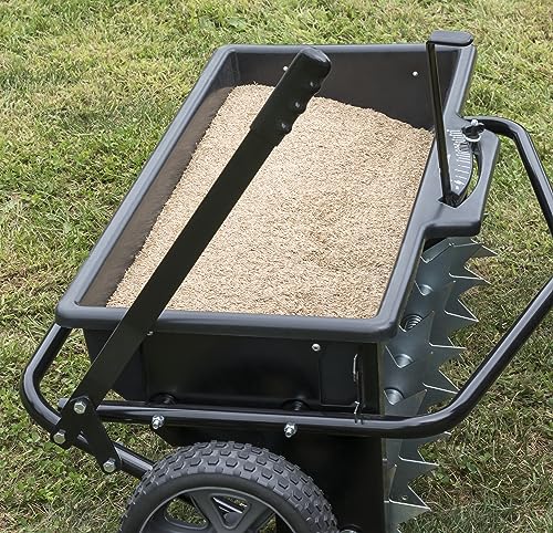 Agri-Fab Tow Behind Spiker Seeder Drop Spreader for Seed, Fertilizer, Salt and Ice Melt, 100 lb Capacity with 32 In Working Width - style: 100 lb. Tow-Behind Spiker/Seeder Spreader