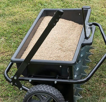 Agri-Fab Tow Behind Spiker Seeder Drop Spreader for Seed, Fertilizer, Salt and Ice Melt, 100 lb Capacity with 32 In Working Width - style: 100 lb. Tow-Behind Spiker/Seeder Spreader