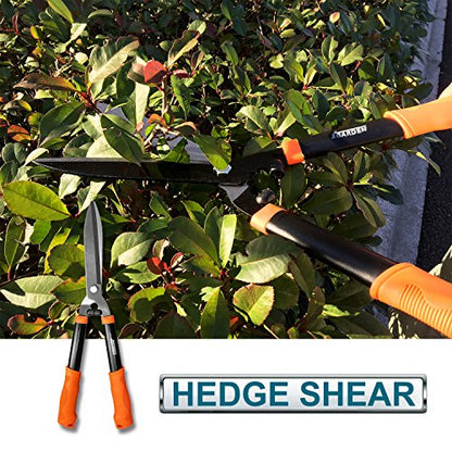 Coarbor 3 Piece Garden Tools Hedge Shear Trimmer Bypass Lopper Pruning Shears Ideal for Tree Branches Pruning Sharp Shrubs and Other Yard Work