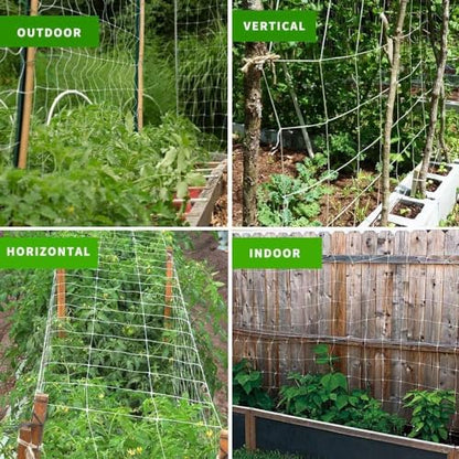 Tcamp Heavy-Duty Polyester Plant Trellis Netting - size: 3.5" Mesh(5*15 Ft) - 2Pack
