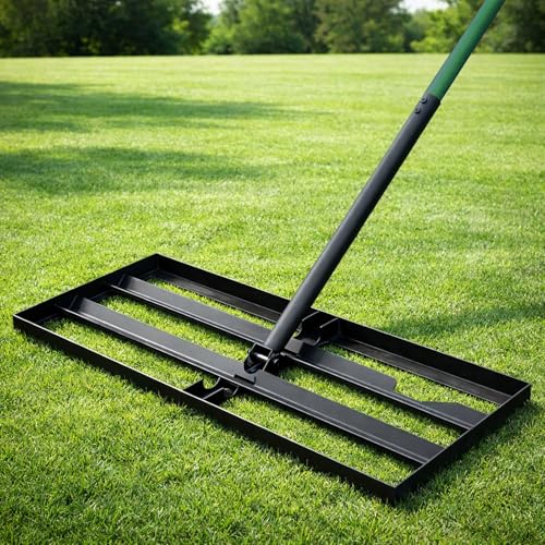 Lawn Leveling Rake, 30"x10" Leveler with 78" Adjustable Handle - color: Light Green