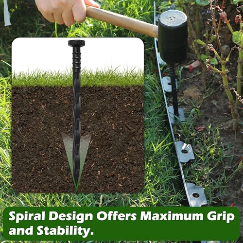 Gardzen 30 pcs Landscape Edging Anchoring Spikes, 6 inches Yard Lawn Paver Edging Stakes for Weed Barrier, Garden Fence, Artificial Turf (Pack of 2), Black - size: 30 pcs (Pack of 2)