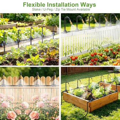 Thiswing 200FT 360° Adjustable Irrigation System with Stake Holders - size: 200FT