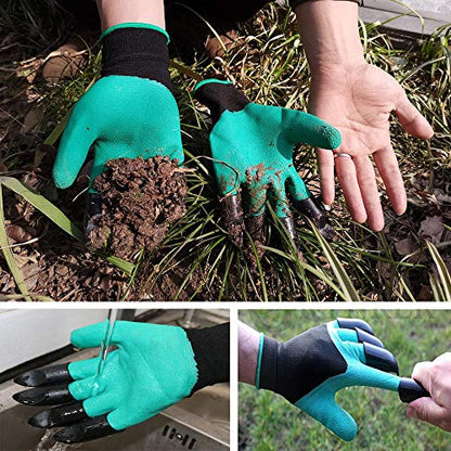 DCCPAA Garden Gloves with Claws,Claw Gardening Gloves for Digging,Planting, Weeding, Seeding-Waterproof for Men and Women - color: 1 Purple+1 Green