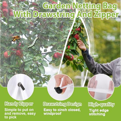 Large Fruit Tree Netting, 10X10FT Insect Garden Net, Zipper, Drawstring - size: 10*10FT