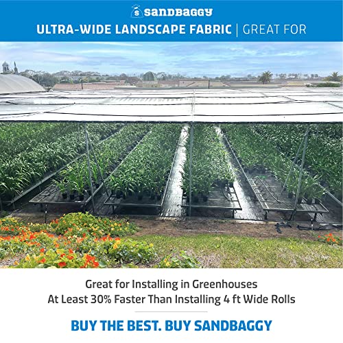 Sandbaggy 17 ft x 100 ft Landscape Fabric, Extra Wide Heavy Duty Weed Barrier Fabric, 100% Virgin Polypropylene Ground Cover for Organic Gardens, Farm Rows, Pathways, Mulch and Gravel - size: 3 oz - 17.5 ft x 100 ft Roll