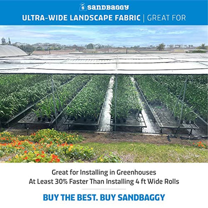 Sandbaggy 17 ft x 100 ft Landscape Fabric, Extra Wide Heavy Duty Weed Barrier Fabric, 100% Virgin Polypropylene Ground Cover for Organic Gardens, Farm Rows, Pathways, Mulch and Gravel - size: 3 oz - 17.5 ft x 100 ft Roll