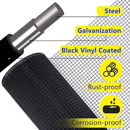 Black 16 Gauge Vinyl Coated Hardware Cloth 1 inch 48 in x50ft for Fencing - size: 1 inch 48in x 50ft