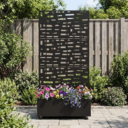 Metal Raised Garden Bed with Trellis and Wheels, 71"x35"x16" (Black-Gerald) - color: Black-gerald, size: 71"x35"x16"