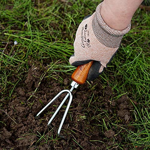 Hand Cultivator Garden Tool 3 Claws - Heavy Duty Japanese Steel with Wood Handle - Manual Small Hand Rake Tiller for Weeding, Digging, Cultivating and Aerating Soil - Made in Japan - color: Brown Cultivator