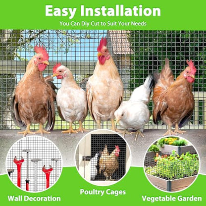 PVC Coated Welded Wire Fence,1 inch 24 in x 100 ft,Chicken Wire,Black Metal Fence Mesh Wire Roll,Garden Fencing Welded Wire Mesh for Pet Enclosures,Vegetable,Poultry and Agricultural Use - color: Black, size: 1"x1" 24inx100ft