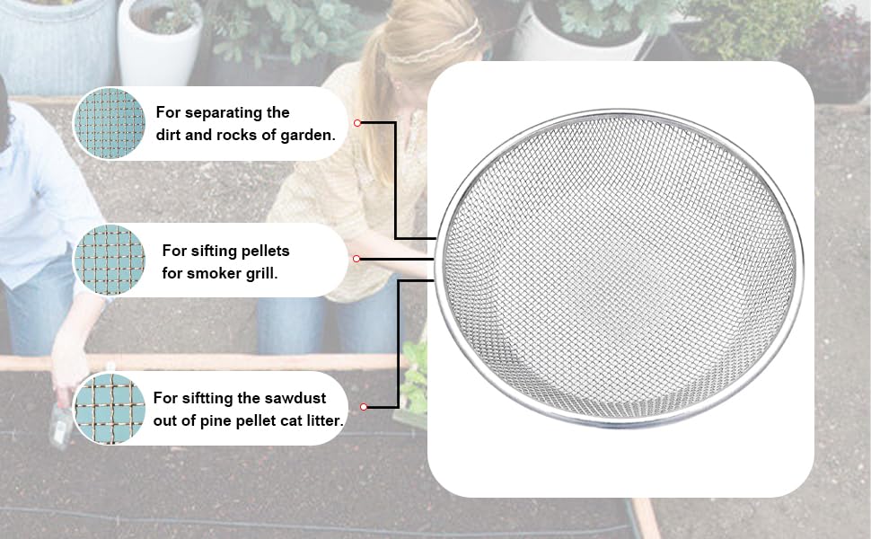 3/8 Inch Soil Sifter for Gardening, Rock Sifter for 5Gallon Bucket,Compost Sifter Dirt Sifter,Captures Dirt Rocks Sawdust - color: 3/8 Inch