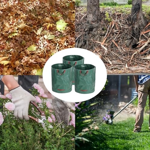 Reusable Lawn & Garden Bags, 3-Pack, 72 Gallons Lawn and Leaf Garden Bags with Reinforced Carry Handles Heavy Duty Garden Waste Bags Camping Yard Recycling Trash Bags for Debris Leaves Grass - style: 3-Pack 72 Gallon Waste Bags