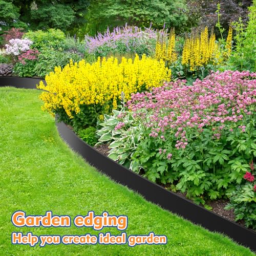 4 Inch x 66 FT (Multiple Sizes Available) Landscape Edging, Garden Edging Borders with 70pcs Upgrade Stakes, Flexible No Dig Plastic Garden Border for Lawn, Landscaping, Flower Beds, tree and Yard - size: 4IN x 66FT