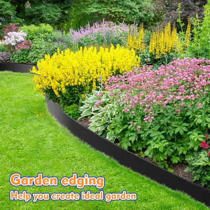4 Inch x 66 FT (Multiple Sizes Available) Landscape Edging, Garden Edging Borders with 70pcs Upgrade Stakes, Flexible No Dig Plastic Garden Border for Lawn, Landscaping, Flower Beds, tree and Yard - size: 4IN x 66FT