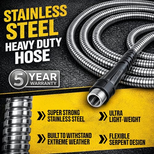BIONIC STEEL 150 Ft Metal Garden Hose with Sprayer Nozzle - size: 150'