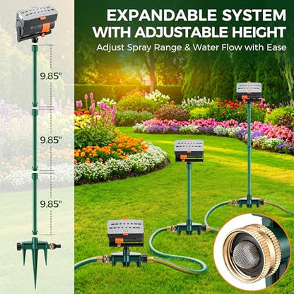 4 Way Adjustable Mini Turbo Oscillating Lawn Sprinkler(Triangular Base) - style: Metal Spike Base