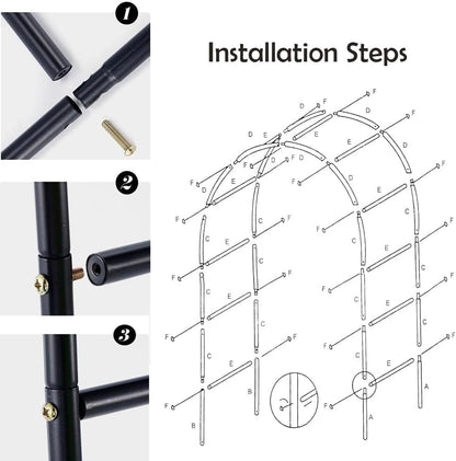 Metal Garden Arch Arbor, 94.5" H x 55" W, Black Powder-Coated Iron