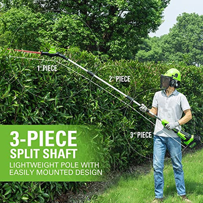 Greenworks 24V Brushless 10" Cordless Polesaw + Pole Hedge Trimmer Combo (Great For Pruning and Trimming Branches / Shrubs), 4.0Ah Battery and Charger Included - size: 10" Brushless Combo (4.0Ah), style: Polesaw