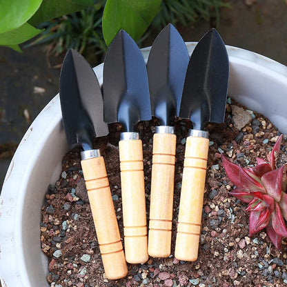 Wood Handle Garden Hand Trowel Iron Narrow Shovel Mini Digging Spade for Planting Transplanting Weeding Potting Succulent Care 6.69 x 1.38 Inch with Storage Bag 1 PCS
