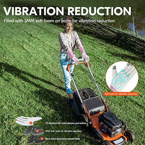 Vgo... 1-Pair Premium Geniune Goat Leather Extra-long Cuff Thornproof, Anti-abrasion, Anti-Impact Gardening Gloves (Size L, White, GA9659) - color: 1 Pair - White Pink, size: Women's Large