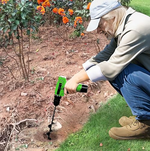 Auger Drill Bit for Planting - 1.6" x 16.5" Plant Auger for Cordless Drill - Bulb Planter Tool for Bulbs Planting&Holes Digging - 3/8" Hex Drive Drill - size: 1.6"x16.5"-black