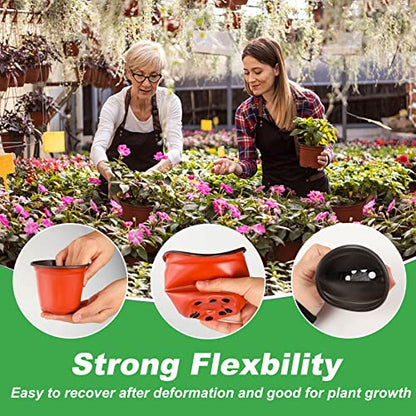 TDHDIKE 4" Small Plastic Plant Nursery Pots 100Pcs with Labels - size: 4inch100