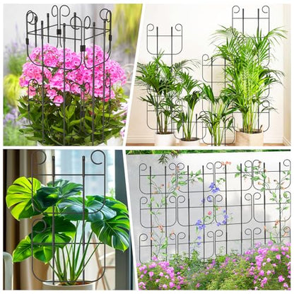 8 Pack Trellis for Climbing Plants Indoor, Expandable Small Metal Trellis for Potted Plants, Flowers Vine Ivy, Sturdy Houseplant Pothos Plant Climber Support - size: 8 Pack-15in(H)x10in(L)