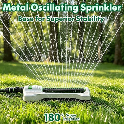 Heavy Duty Oscillating Sprinkler for Yard, Metal Base, 19 Nozzles