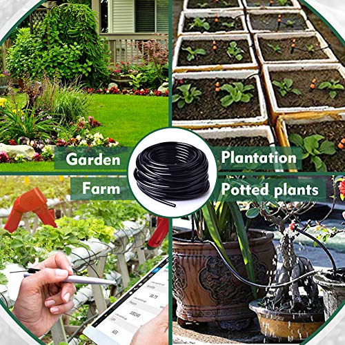 Bonviee 50FT 1/4” Drip Irrigation Tubing, 0.17” ID x 0.25” OD, Black - size: 50FT