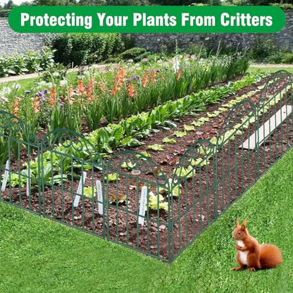 ADAVIN 24in Collapsible Garden Fence Border, 20 Panels Animal Barrier - color: Green, size: 24in(H)x12in(L) 20 Panels