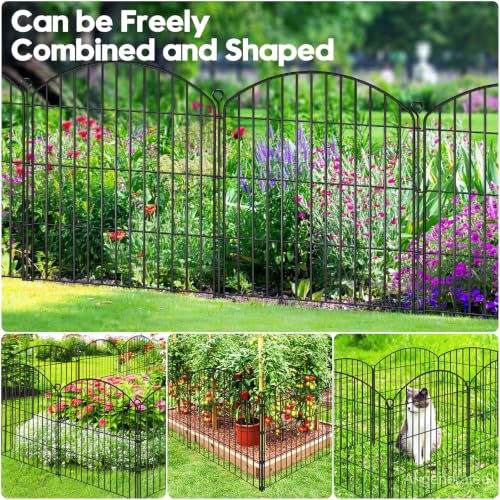 Decorative Garden Fence 32in (H) x22ft (L),Arched Rustproof Metal No Dig - size: 10 Panels-32in(H) x 22ft(L) without Gate
