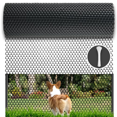 Plastic Chicken Wire Mesh,15.7in x 20FT Black Plastic Netting Fence - color: Black-15.7IN×20FT