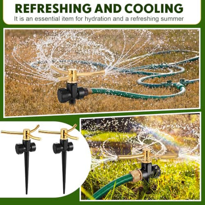 6 Pack Metal Lawn Sprinklers for Yard with Brass Nozzle & Aluminum Alloy Spike Base, Adjustable Automatic Garden Water Sprinkler System with Screen Gasket for Yard Lawn Greenhouse(Black) - color: Black