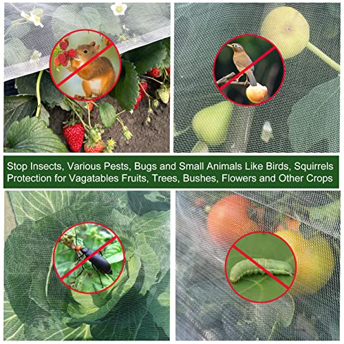 8x10Ft Ultra Fine Garden Netting, Plant Protection Mesh Barrier, Bird Insect Screen Net, Vegetable Fruit Flower Tree Row Cover, Raised Bed Plant Protective Net