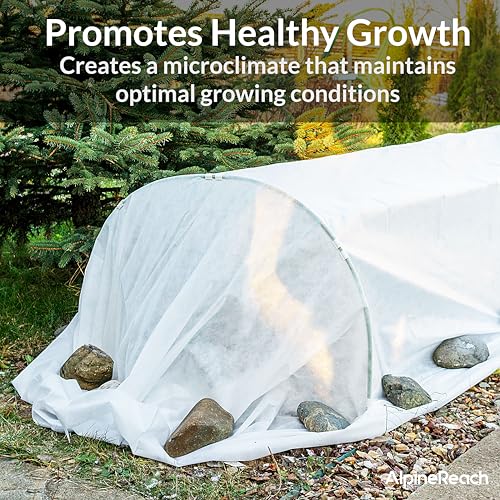 AlpineReach Plant Covers Frost & Sun Protection 10 x 50 ft - Thick 1.2 oz/yd² Freeze Blanket to Low 28 °F Temperatures Floating Row, Garden Fabric Material, Protect in Winter Cold, Gardening Down - size: 10ft x 50ft