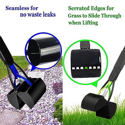 2-Pack Pooper Scooper for Large Dogs Heavy Duty, Long Handle Poop Scoop for Yard, Grass, Gravel, Dog Poop Grabber with High Strength Material and Durable Spring - size: 2 Piece(28-inch length)