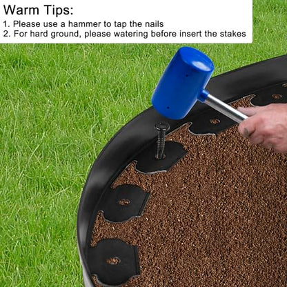 JERIA 2 Inch Tall 33 FT Garden Edging Kit with 45pcs Spikes, Plastic Edging for Landscaping - size: 2IN x 33FT