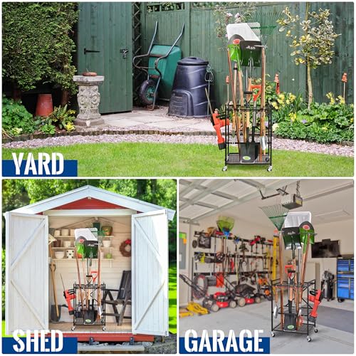 Mythinglogic Rolling Garden Tool Organizer for Garage and Yard Tools - size: Small Tower