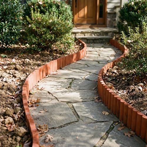 WORTH Wood Garden Edging Border 7.9" H x 42" L, Brick-Red Short Fence Roll - color: 1-Pack 7.9"x42"