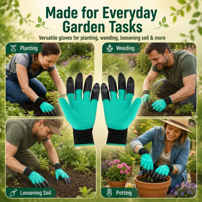 1Pair Gardening Gloves with Claws, Latex Anti Prick Protection, for Digging Soil, Planting Vegetables and Flowers, Forestry