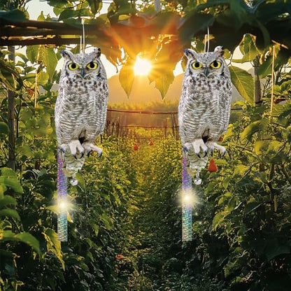 3PCS Fake Owl to Scare Pigeon Away from Patio Flat Paper Garden Owls Scare Devices with Reflective Tape Hanging Plastic Owl to Keep Pigeon Away from Balcony Outdoor Porch Roof Windows - color: Grey 3pcs
