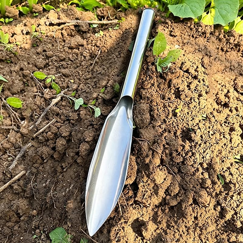 Stainless Steel Garden Trowel Narrow Point Blade Compact Handheld Tool for Potting Weeding Digging Planting, Pointed tip - color: pointed tip
