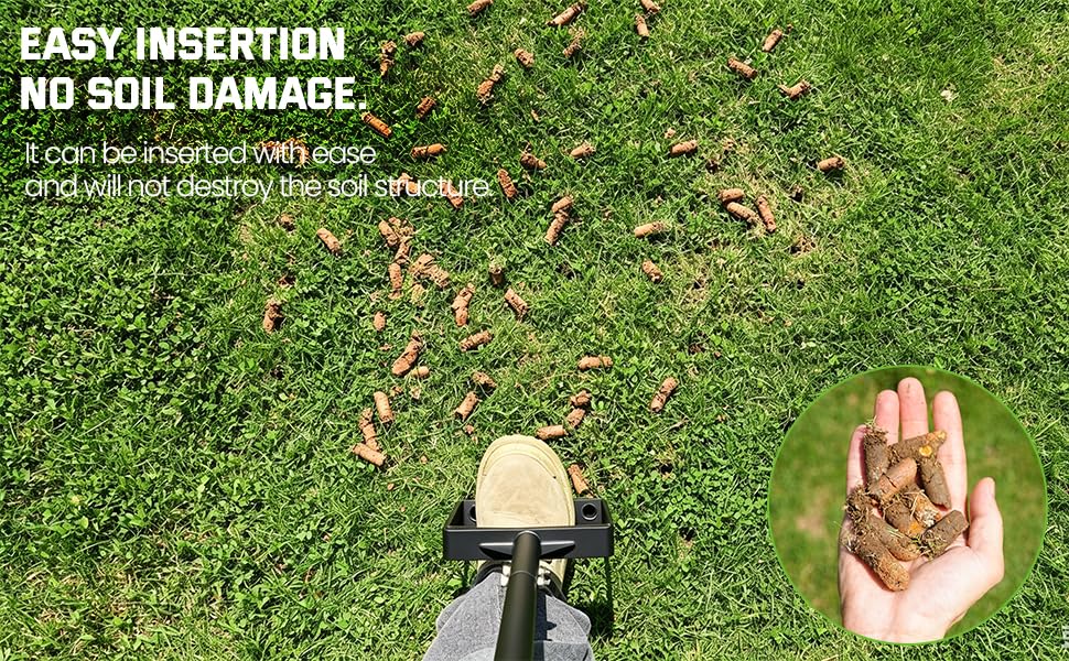 Manual Lawn Core Aerator for Compacted Soil, Hollow Tines