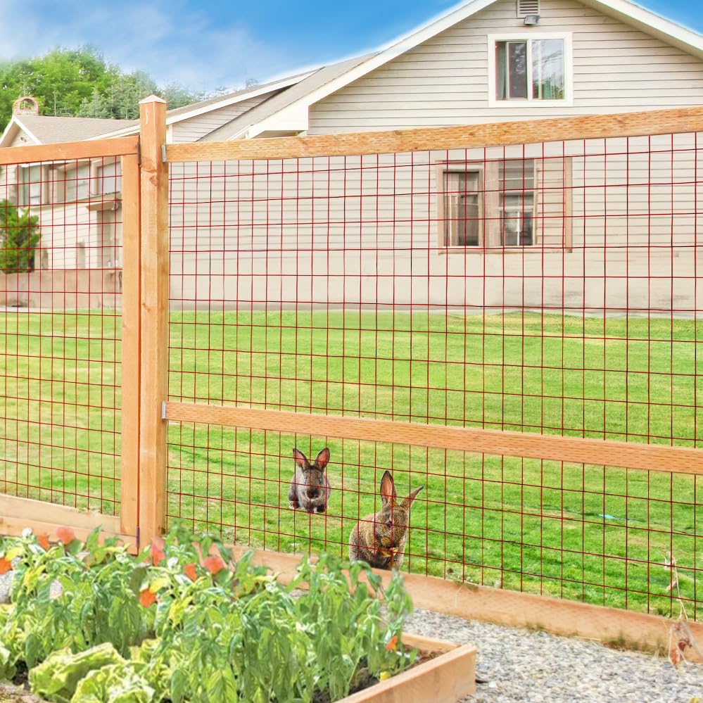 Red PVC Coated Welded Wire Fence 48" x 50' Roll, 2"x3" Mesh, 16 Gauge - color: Red, size: 2''x3'' 16GA 48''x50'