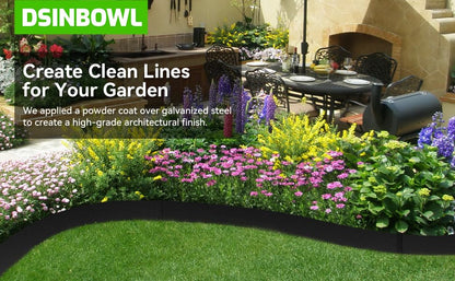 6PCS Galvanized Steel Landscape Edging Kit, 40" L x 12.5" H (20ft Total) Steel Landscape Lawn Edging for Lawn Yard, Coated Bendable Metal Strips, No-Dig Hammer-in Edging Border w/7Clips - style: 40" L x 12.5" H,Black