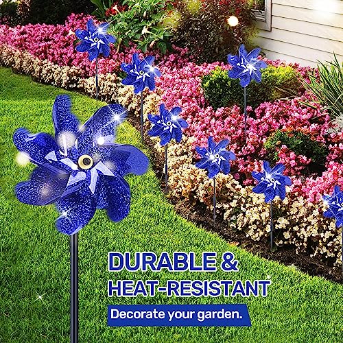 BATTIFE Preassembled Reflective Pinwheels for Yard & Garden, Blue, 10 Pack - color: Blue, size: 10 Pack